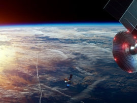 Image of a satellite over Earth.