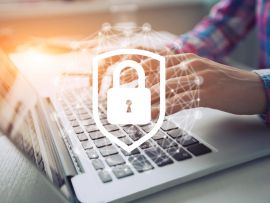 Network security icon with graphic diagram on mobile screen.