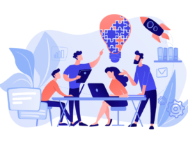 A team working on a creative project.