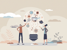 Data literacy as info knowledge and education skill set tiny person concept