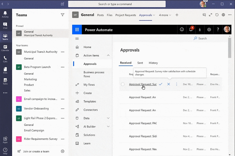 Microsoft Project dashboard